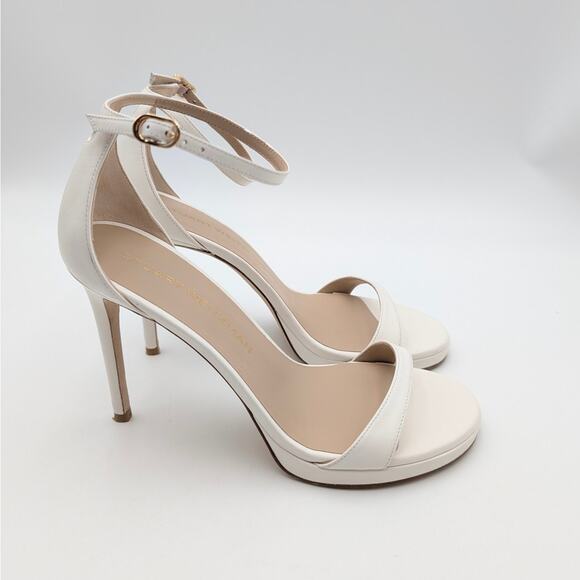 Stuart Weitzman Nudist Ankle Strap Platform Sandals White Size US8.5B EU39 - Picture 3 of 12